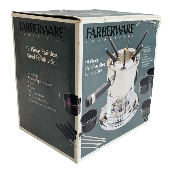 Fondue Maker FARBERWARE Fondue Set Brushed Stainless Steel Electric Desert Fondu - Picture 3 of 4